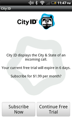 City ID software soliciting a paid subscription